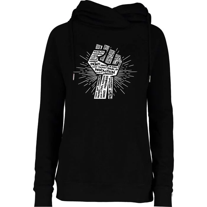 Civil Rights Black Power Fist March For Justice Womens Funnel Neck Pullover Hood