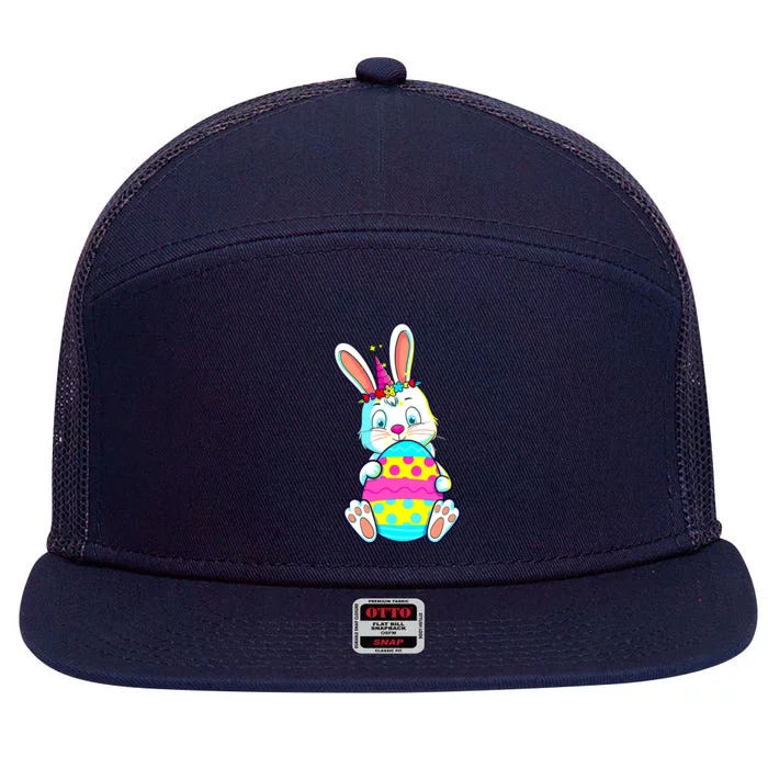 Cute Rabbit Bunny Unicorn Easter Egg Easter Day Cool Gift 7 Panel Mesh Trucker Snapback Hat