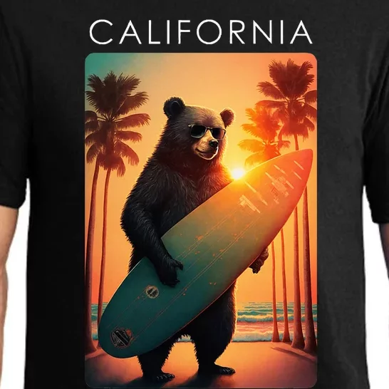 Cool Republic Bear Surfing Beach California Pajama Set