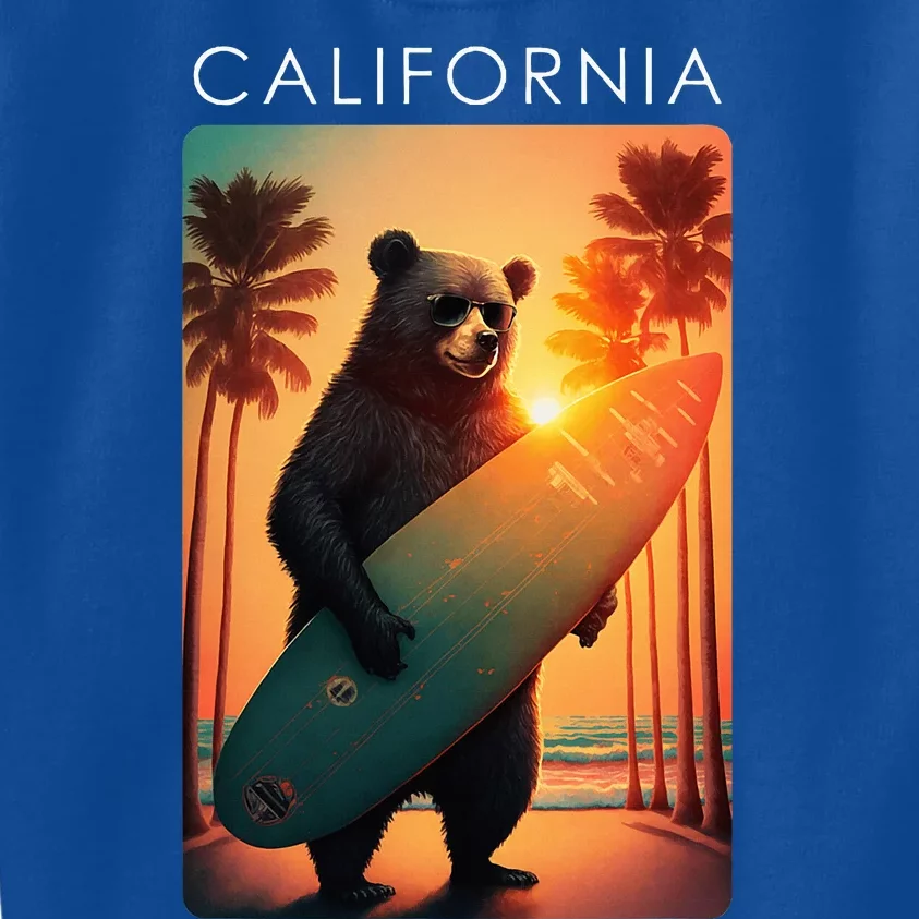 Cool Republic Bear Surfing Beach California Kids Sweatshirt