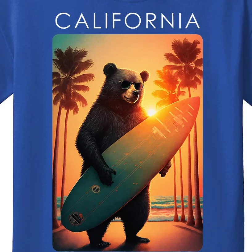 Cool Republic Bear Surfing Beach California Kids T-Shirt