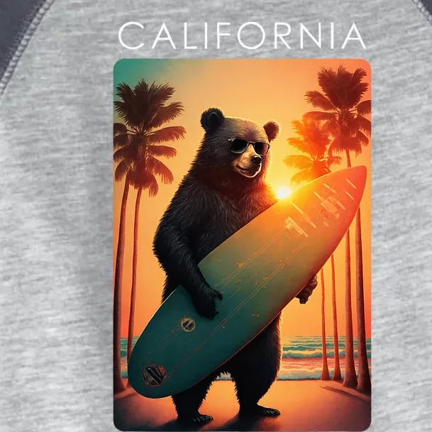 Cool Republic Bear Surfing Beach California Toddler Fine Jersey T-Shirt