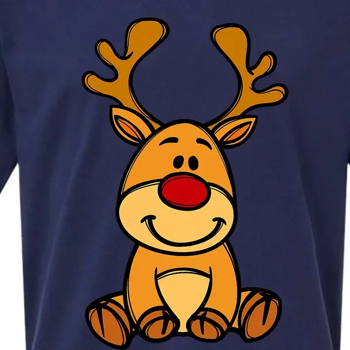 Cute Reindeer Baby Rudolph Red Nose Christmas Xmas Sueded Cloud Jersey T-Shirt