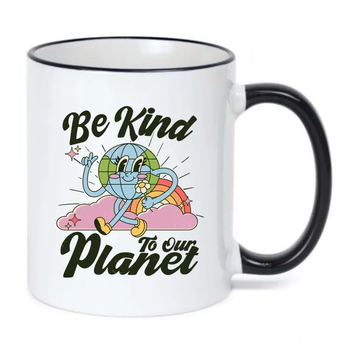 Cute Retro Be Kind To Our Planet Celebrate Earth Day Black Color Changing Mug