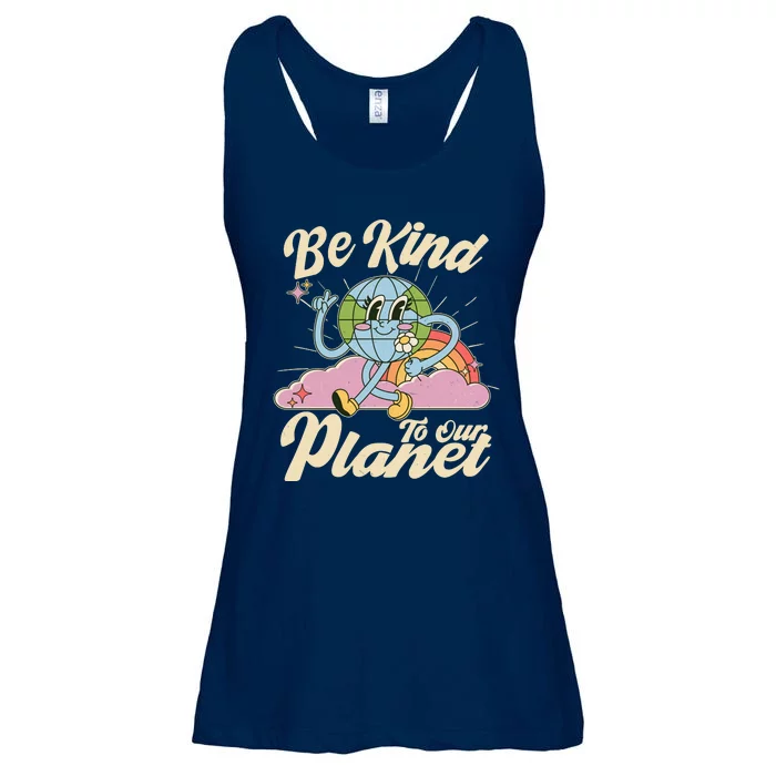 Cute Retro Be Kind To Our Planet Celebrate Earth Day Ladies Essential Flowy Tank