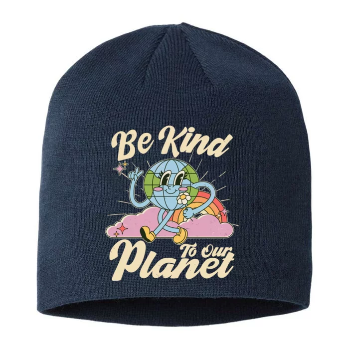 Cute Retro Be Kind To Our Planet Celebrate Earth Day 8 1/2in Sustainable Knit Beanie