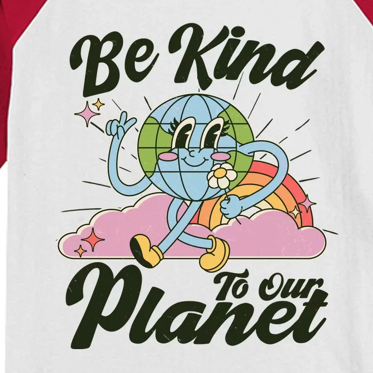 Cute Retro Be Kind To Our Planet Celebrate Earth Day Kids Colorblock Raglan Jersey