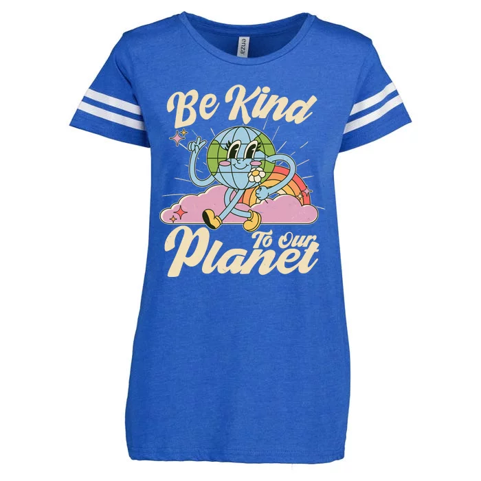 Cute Retro Be Kind To Our Planet Celebrate Earth Day Enza Ladies Jersey Football T-Shirt