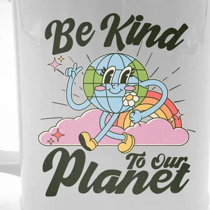 Cute Retro Be Kind To Our Planet Celebrate Earth Day Front & Back Beer Stein