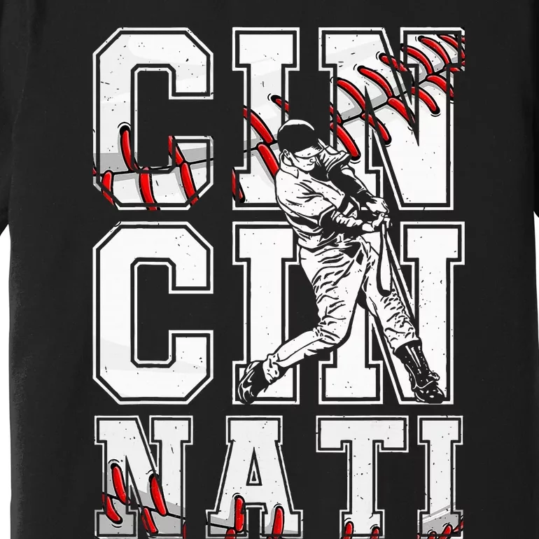 Cincinnati Retro Baseball Lover Met At Game Day Premium T-Shirt