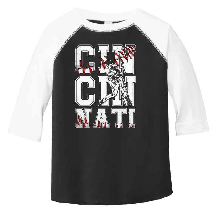 Cincinnati Retro Baseball Lover Met At Game Day Toddler Fine Jersey T-Shirt