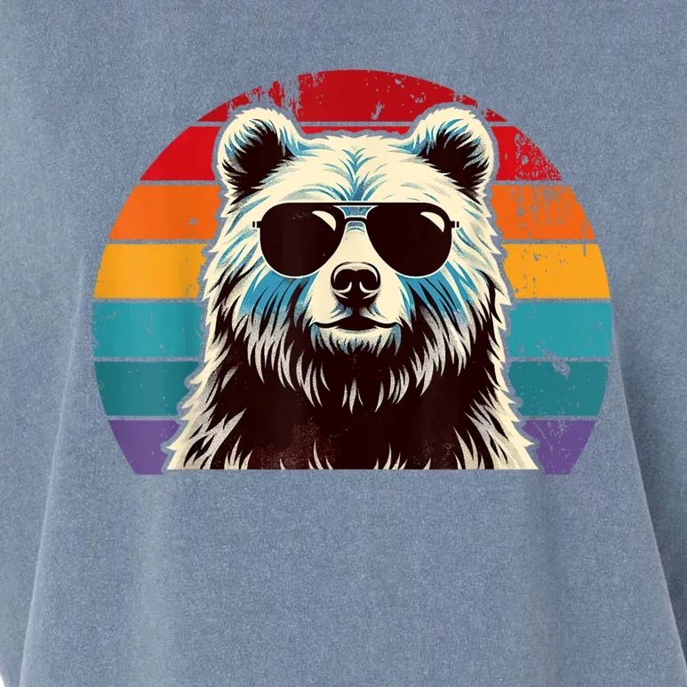 Cool Retro Bear In Sunglasses 70s 80s 90s Novelty Funny Bear Garment-Dyed Women's Muscle Tee