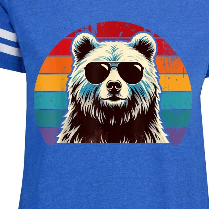 Cool Retro Bear In Sunglasses 70s 80s 90s Novelty Funny Bear Enza Ladies Jersey Football T-Shirt