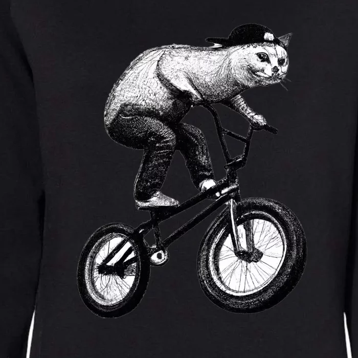 Cat Riding BMX Womens California Wash Sweatshirt