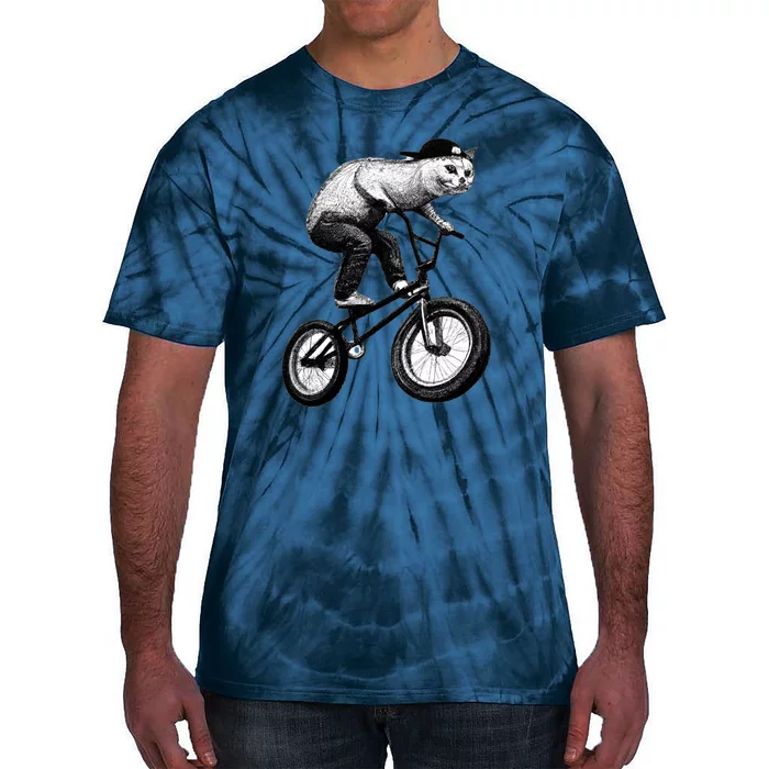 Cat Riding BMX Tie-Dye T-Shirt