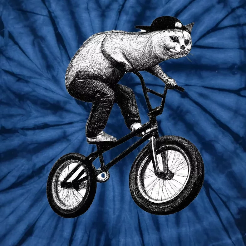 Cat Riding BMX Tie-Dye T-Shirt