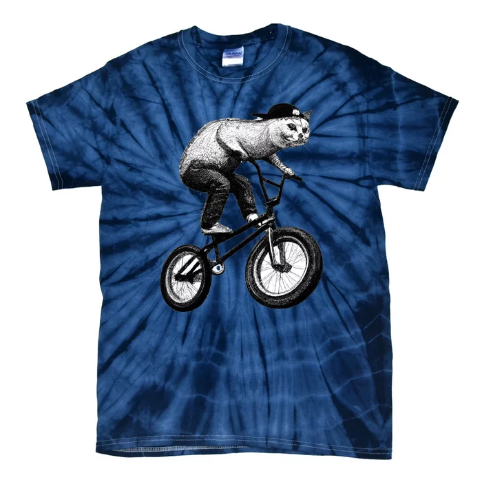 Cat Riding BMX Tie-Dye T-Shirt