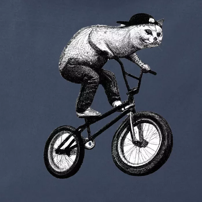 Cat Riding BMX Zip Tote Bag