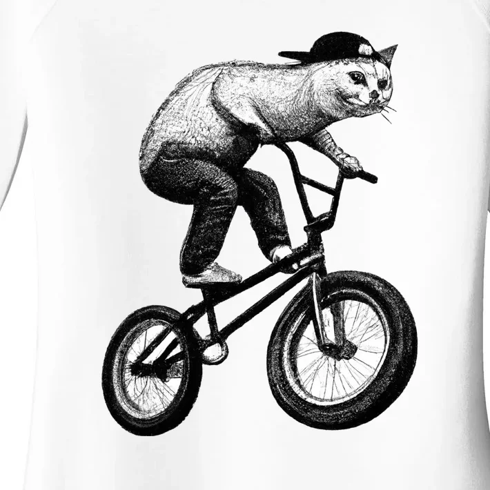 Cat Riding BMX Women's Perfect Tri Tunic Long Sleeve Shirt