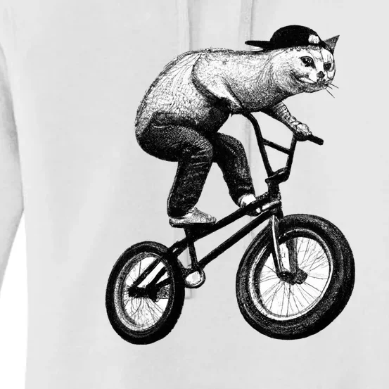 Cat Riding BMX Women's Pullover Hoodie