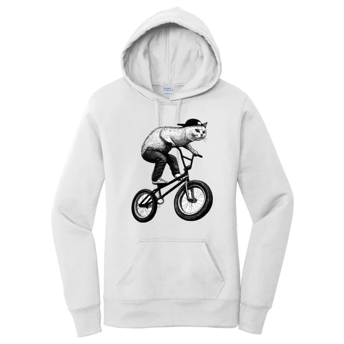 Cat Riding BMX Women's Pullover Hoodie