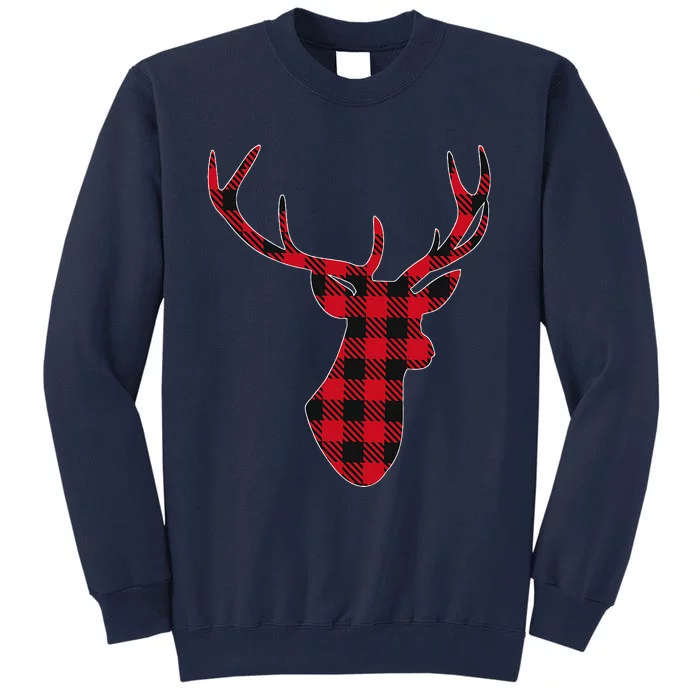 Classic Red & Black Christmas Buffalo Plaid Deer Tall Sweatshirt