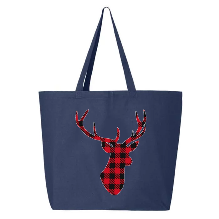 Classic Red & Black Christmas Buffalo Plaid Deer 25L Jumbo Tote