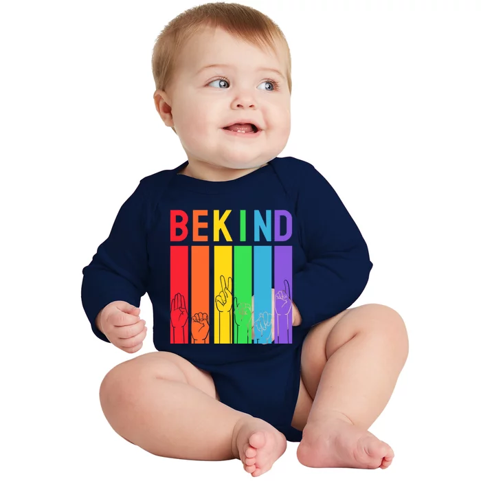 Colorful Rainbow Be Kind Lgbt Lgbtq Great Gift Baby Long Sleeve Bodysuit