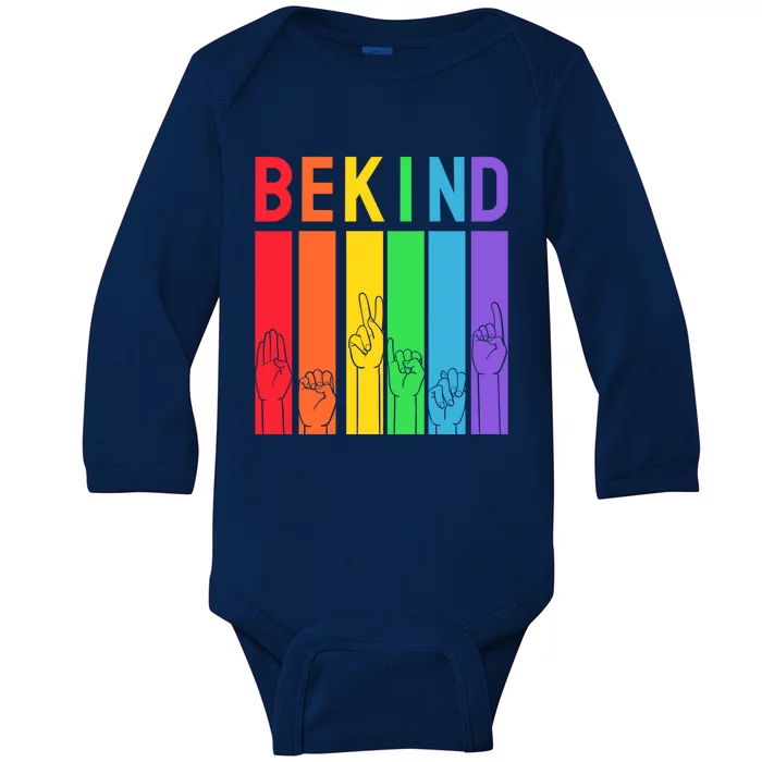 Colorful Rainbow Be Kind Lgbt Lgbtq Great Gift Baby Long Sleeve Bodysuit