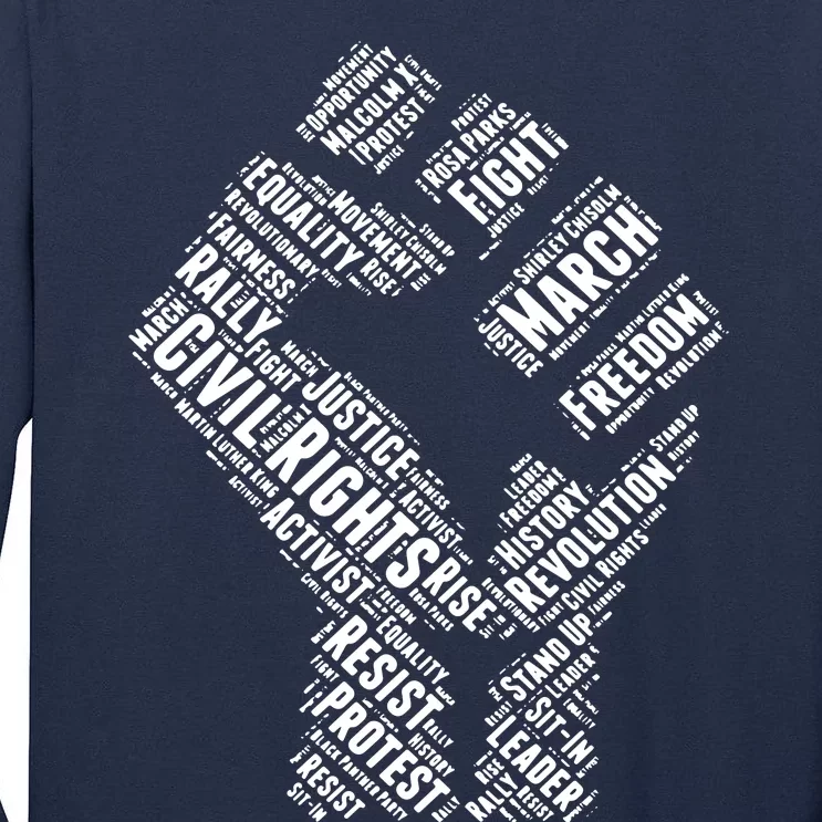 Civil Rights Black Power Fist March For Justice Tall Long Sleeve T-Shirt