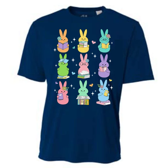 Cute Reading Bunny Bookworm Reader Teacher Rabbit Book Lover Cooling Performance Crew T-Shirt