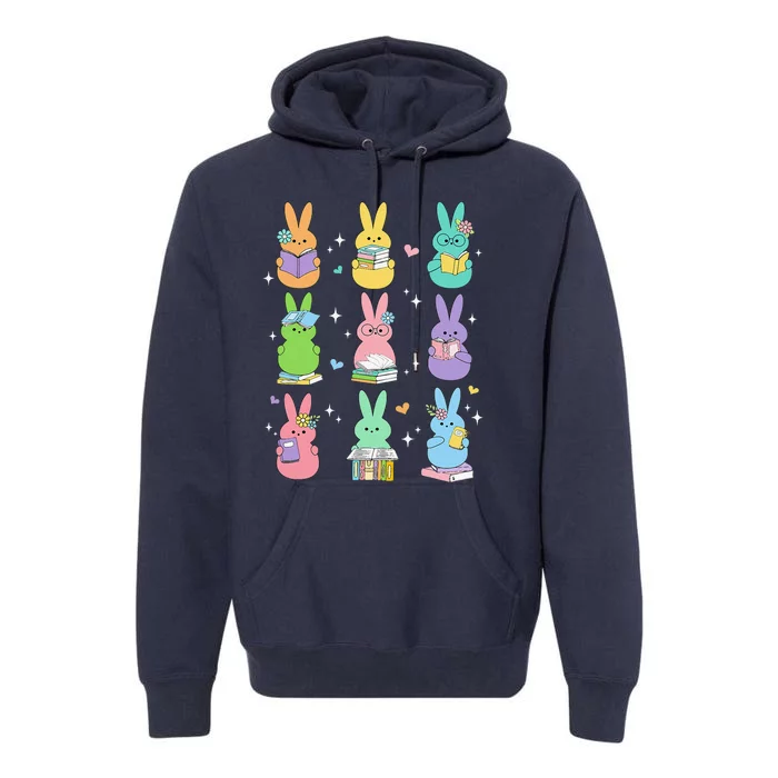 Cute Reading Bunny Bookworm Reader Teacher Rabbit Book Lover Premium Hoodie