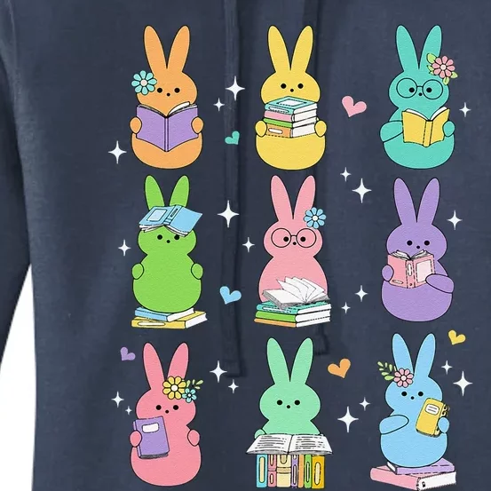 Cute Reading Bunny Bookworm Reader Teacher Rabbit Book Lover Women's Pullover Hoodie