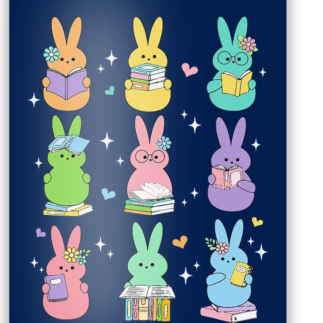 Cute Reading Bunny Bookworm Reader Teacher Rabbit Book Lover Poster