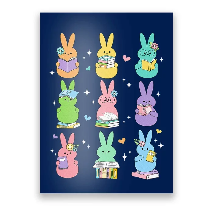 Cute Reading Bunny Bookworm Reader Teacher Rabbit Book Lover Poster