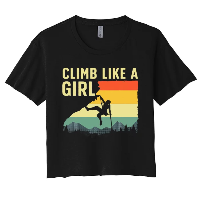 Cool Rock Climbing Mountain Rock Climbers Women's Crop Top Tee