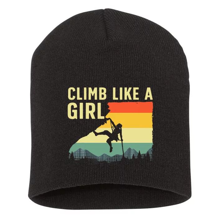 Cool Rock Climbing Mountain Rock Climbers Short Acrylic Beanie