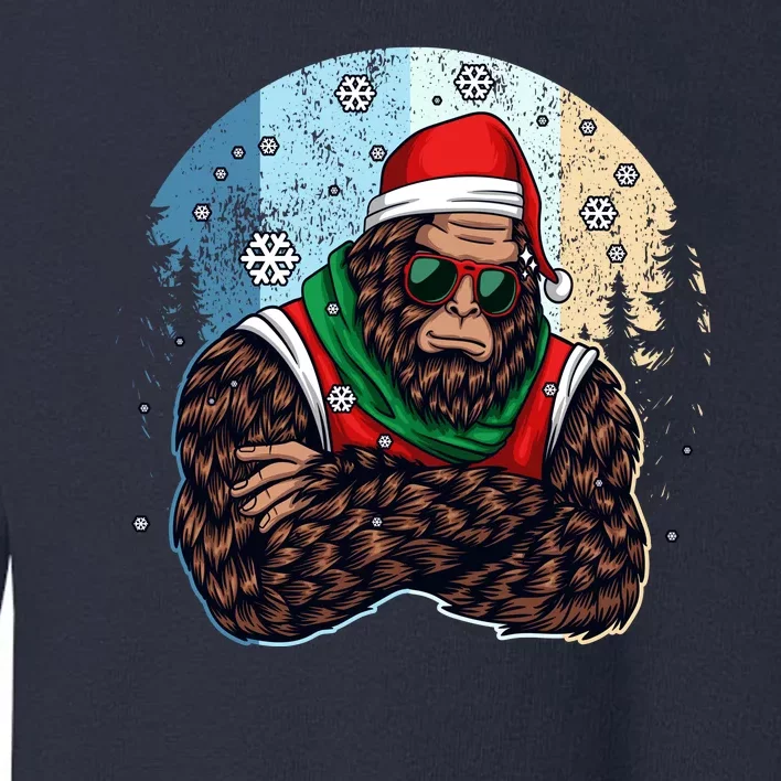 Cool Retro Christmas Big Foot Sasquatch Santa Claus Toddler Sweatshirt