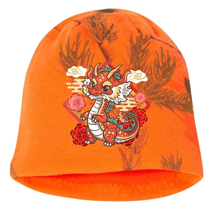 Cute Red Chinese New Year Of The Dragon 2024 Lunar Zodiac Kati - Camo Knit Beanie