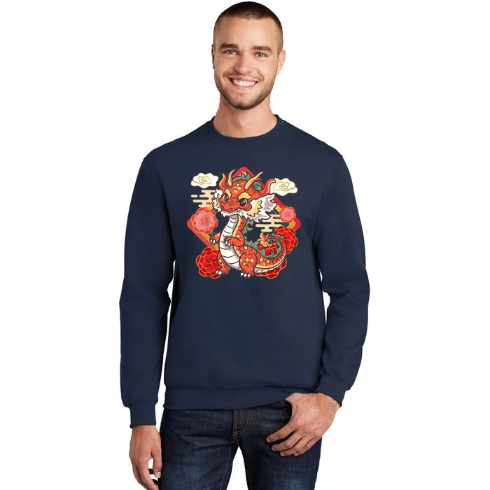 Cute Red Chinese New Year Of The Dragon 2024 Lunar Zodiac Tall Sweatshirt