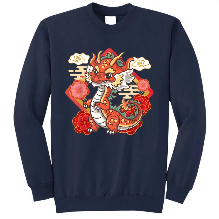 Cute Red Chinese New Year Of The Dragon 2024 Lunar Zodiac Tall Sweatshirt