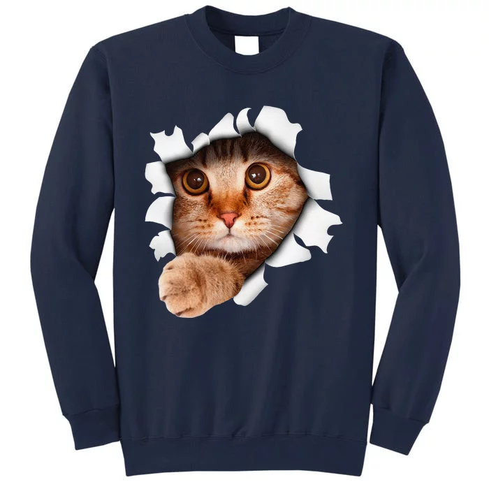 Cute Realistic Cat Kitten Emerging Cat Kitten Or Pet Lovers Tall Sweatshirt