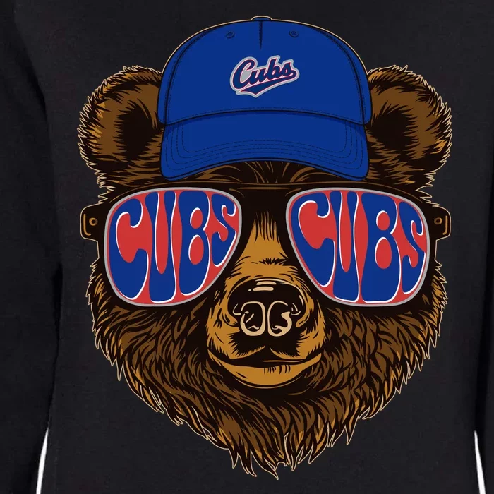 Cool Retro Cubs Bear Womens California Wash Sweatshirt