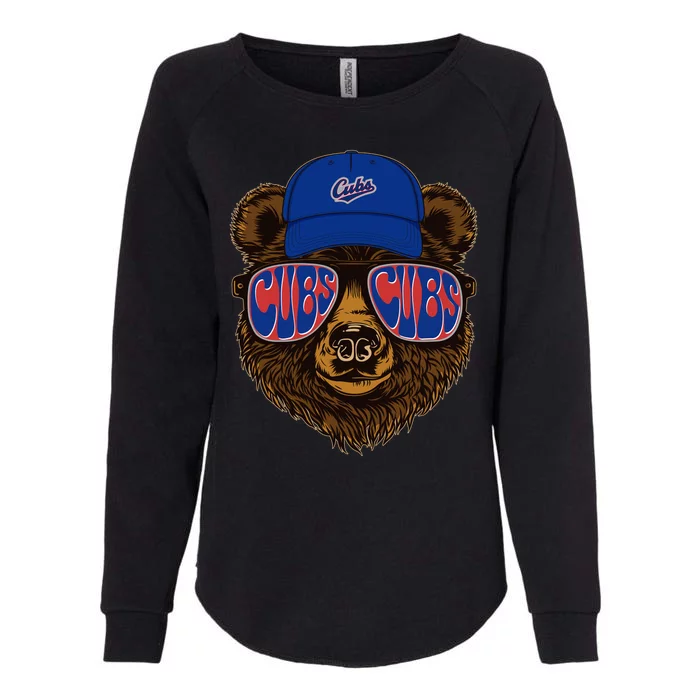 Cool Retro Cubs Bear Womens California Wash Sweatshirt