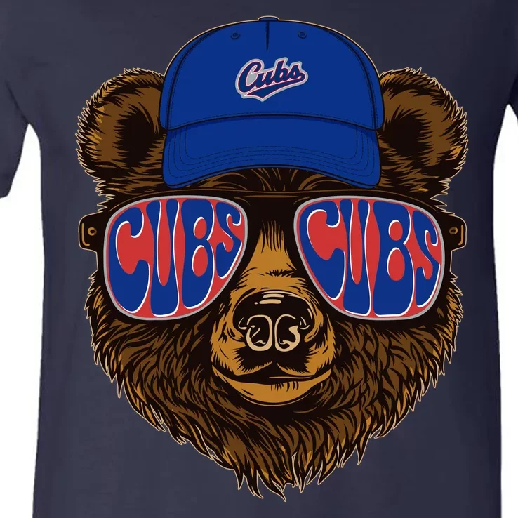 Cool Retro Cubs Bear V-Neck T-Shirt