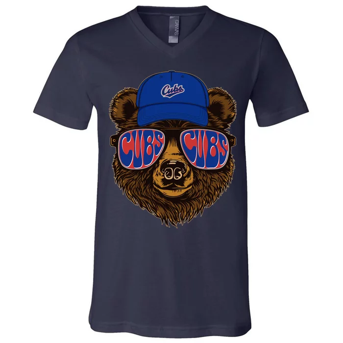 Cool Retro Cubs Bear V-Neck T-Shirt