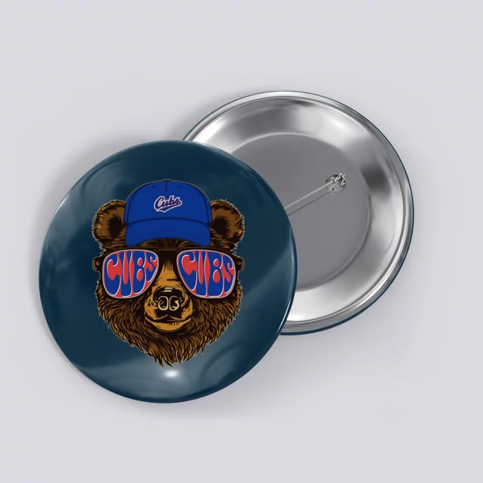 Cool Retro Cubs Bear Button