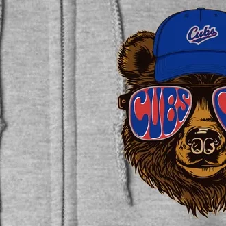 Cool Retro Cubs Bear Full Zip Hoodie