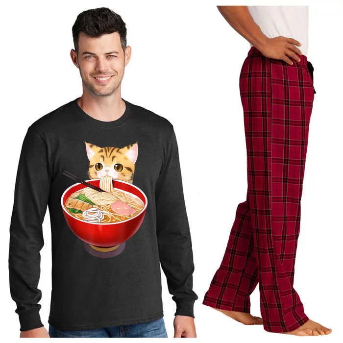 Cute Ramen Cat Kawaii Neko Anime Japanese Noodles Otaku Long Sleeve Pajama Set