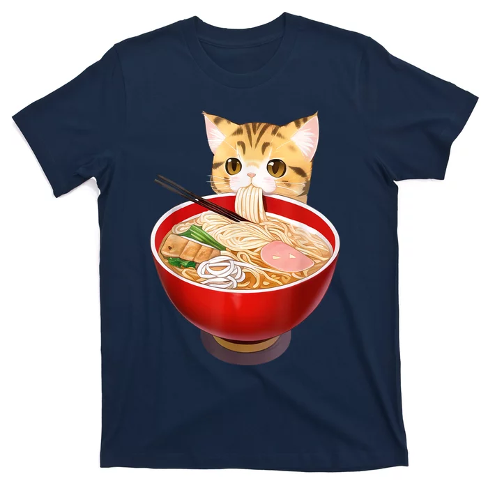 Cute Ramen Cat Kawaii Neko Anime Japanese Noodles Otaku T-Shirt